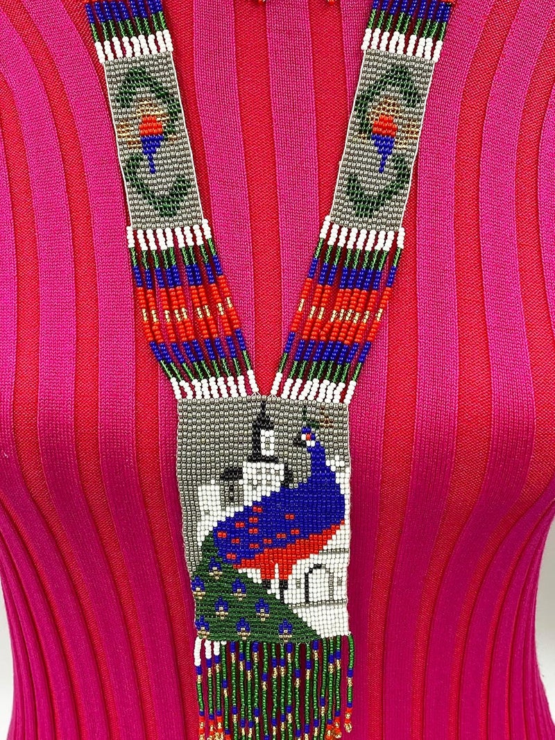 BeadsCorner Native Tribal Style Long Statement Beaded Necklace for Women Handmade - Image 4